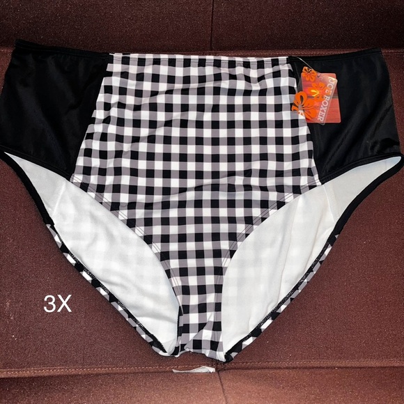 Joe Boxer Black and White Checkered Bikini Bottom - Picture 3 of 7